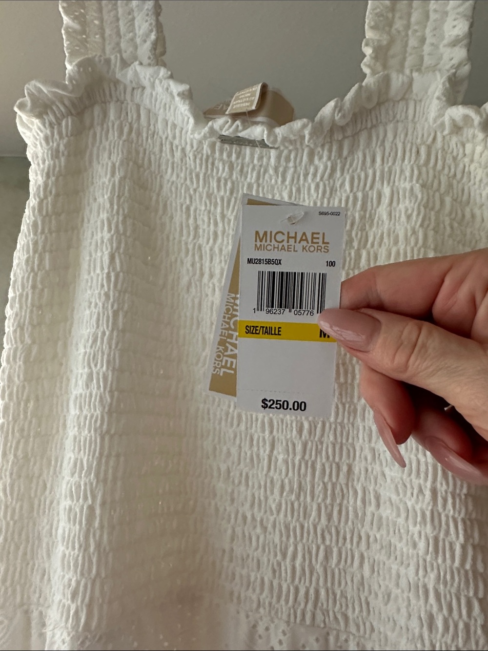 MICHAEL Michael Kors White Eyelet Smocked Maxi Dress
